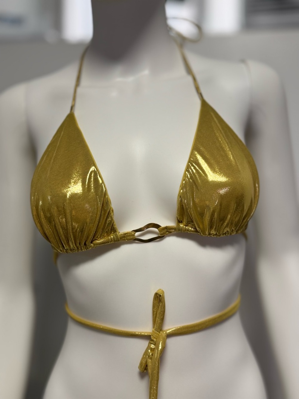 Gold Shimmer Triangle Bikini Top - Women Swim